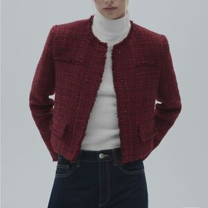 Mango burgundy tweed jacket